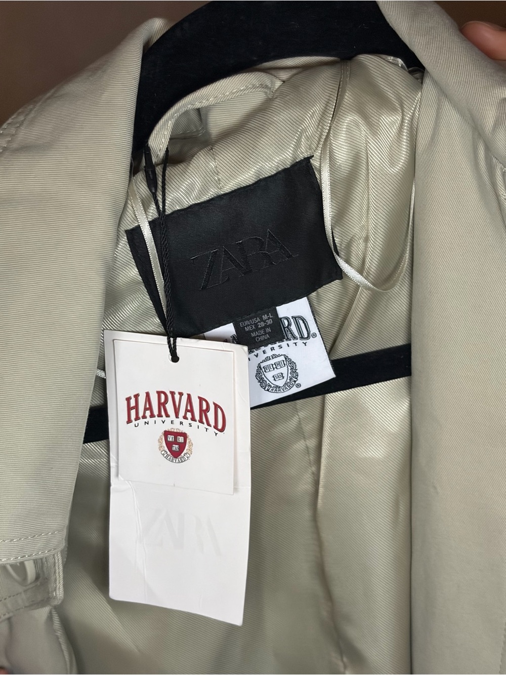 Zara Harvard Beige Scarf Trench Coat | Preppy Ivy League Quiet Luxury - Picture 5 of 7